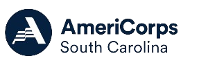 The AmeriCorps Logo has a dark blue circle with the stylized letter A in the center. To the right reading AmeriCorps South Carolina