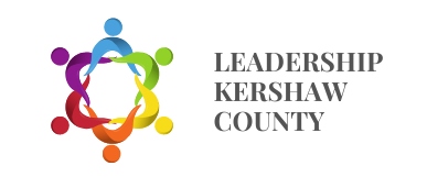 Colorful abstract people holding hands in a circle, with Leadership Kershaw County text on the right.